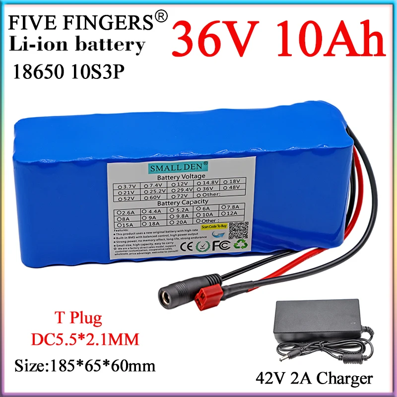 New 36V 10Ah 10S3P Lithium Battery Pack 18650 500W High Power Use For Electric two wheelers Motorcycle Scooter +42V 2A Charger