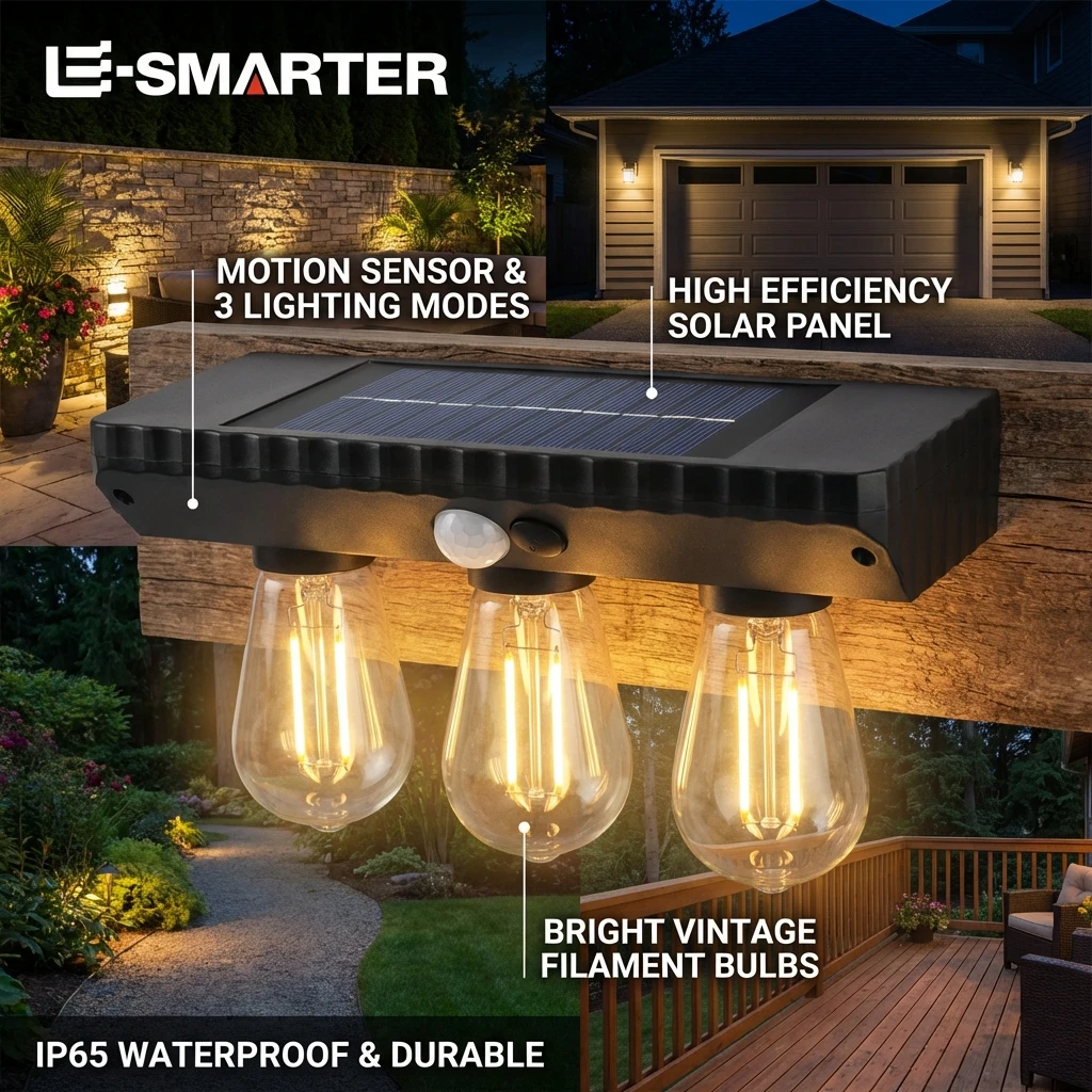 Wall Lamp Solar Lights Outdoor Wall Light COB Bulb Control Motion Sensor Induction Waterproof Yard Corridor Garden Decoration