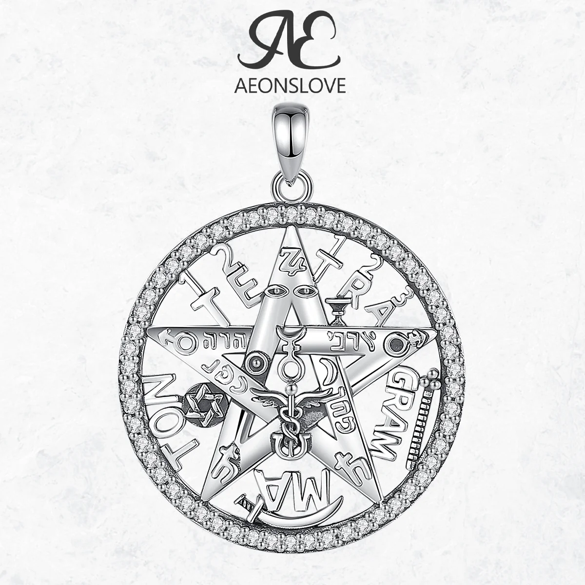

AEONSLOVE ожерелье из стерлингового серебра 925 пробы с пентаграммой для мужчин и женщин, кулон в виде пентакля, амулет Tetragrammaton, духовные украшения, подарки на вечеринку