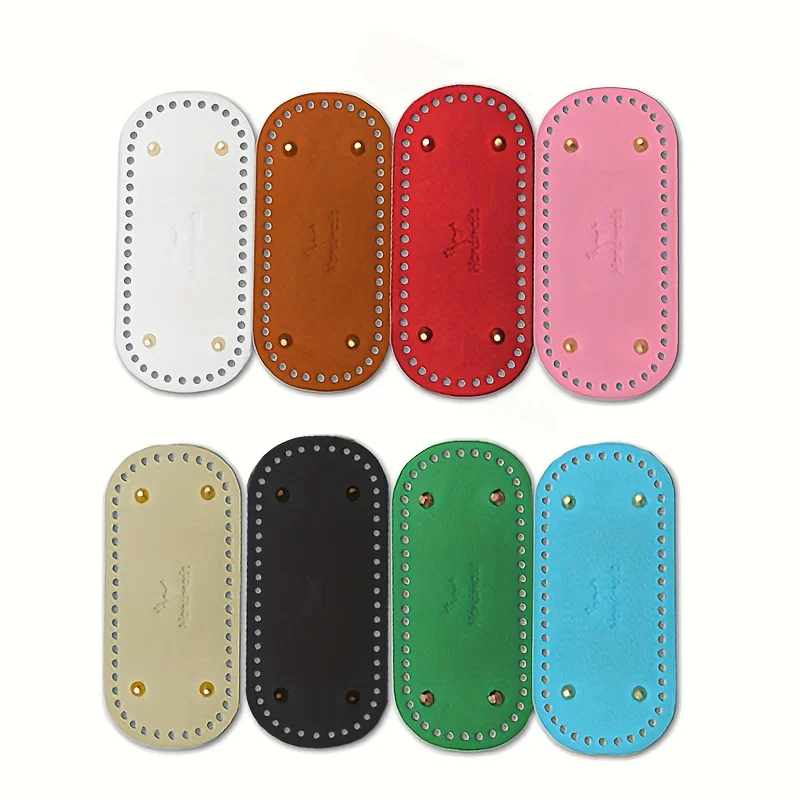 Oval PU Leather Bag Base for Crochet Knitting - DIY Handbag Bottom Plate with Holes