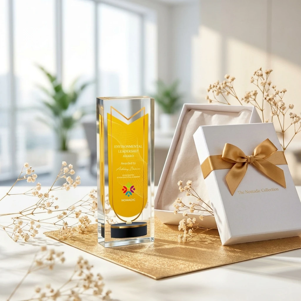 Custom Printed Column Acrylic Trophy Custom Laser Engraving Business Competition Prize Company Team Recognition Keepsake