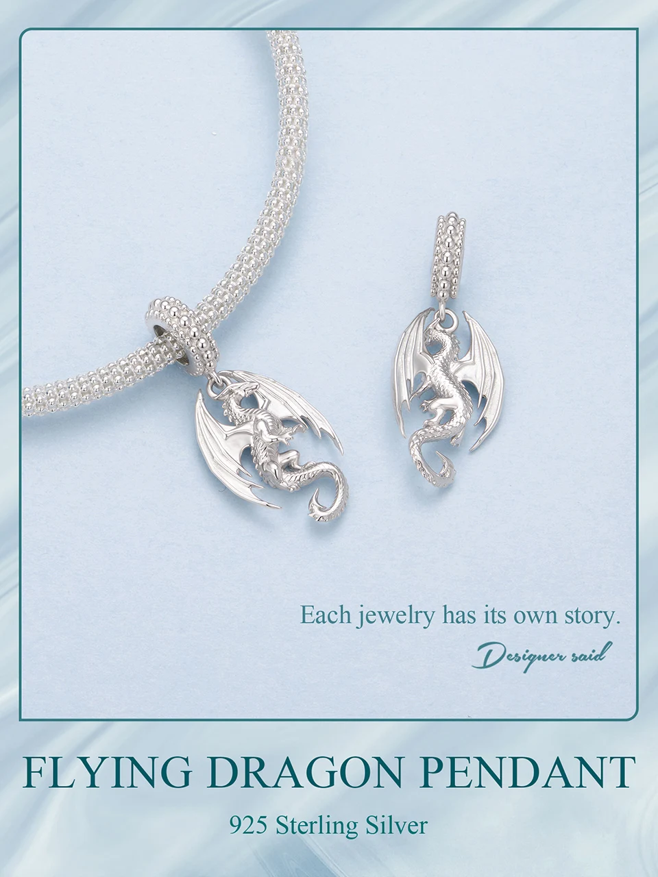 WOSTU 925 Sterling Silver Flying Dragon Charms Pendant Colorful Phoenix Beads Fit Original DIY Bracelet Wholesale