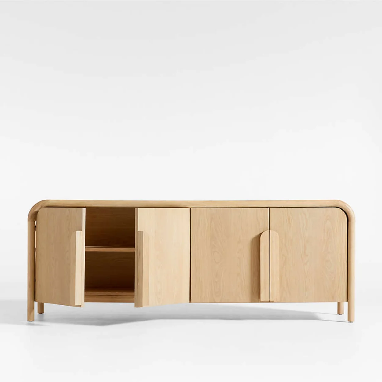 # Modern Minimalist Living Dining Room Curved Solid Wood Timber Buffet Sideboard Cabinet Credenza