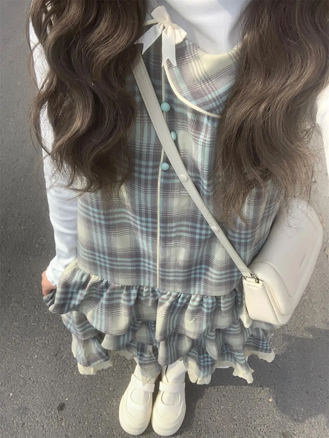 

Японский сладкий комплект из 2 предметов, женское милое клетчатое платье с воротником Питера Пэна и воротником-стойкой, топы с длинными рукавами, весенне-осенний наряд