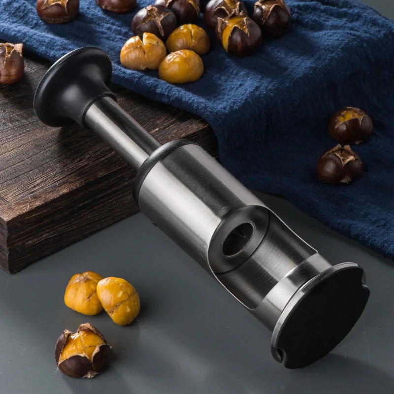 304 Stainless Steel Chestnut Cutter Tool with Labor-saving Automatic Spring, Nut Shell Peeler Nut Opener Chestnut Opener