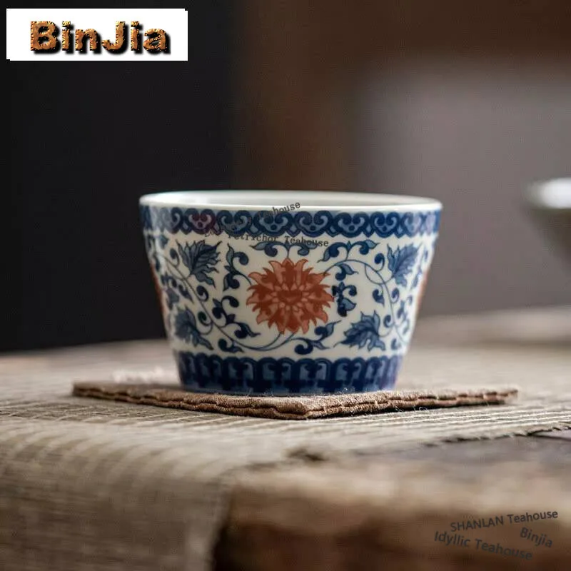

150 мл сине-белая чайная чашка Цзиндэчжэнь, фарфоровая мастер-чашка, ручная роспись, чайная чаша, большая кружка Чашань, набор для кунг-фу