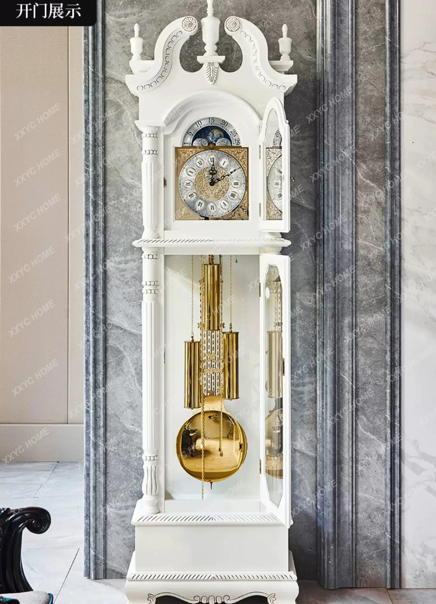 German Helmler mechanical floor clock living room villa retro table clock white vertical