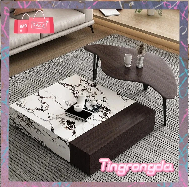 

Y Nordic medieval household simple small apartment square rock slab tea table