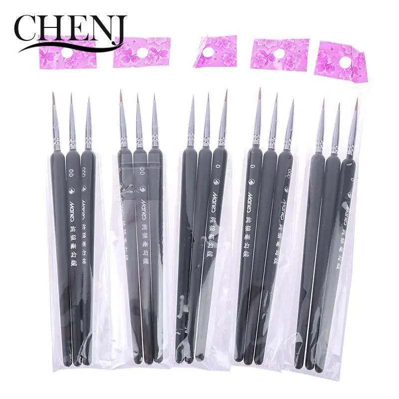 3Pcs Miniature Paint Detail Brush 0/ 00/ 000 Wolf Hair Professional Fine Detailing For Art Supplies Drawing Art Pen Paint Brush
