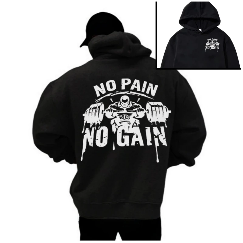 Men's Printed Hooded Sweatshirt - A Casual Streetwear Suitable for Autumn and Winter, Ideal for Gym Workouts and Daily Wear.