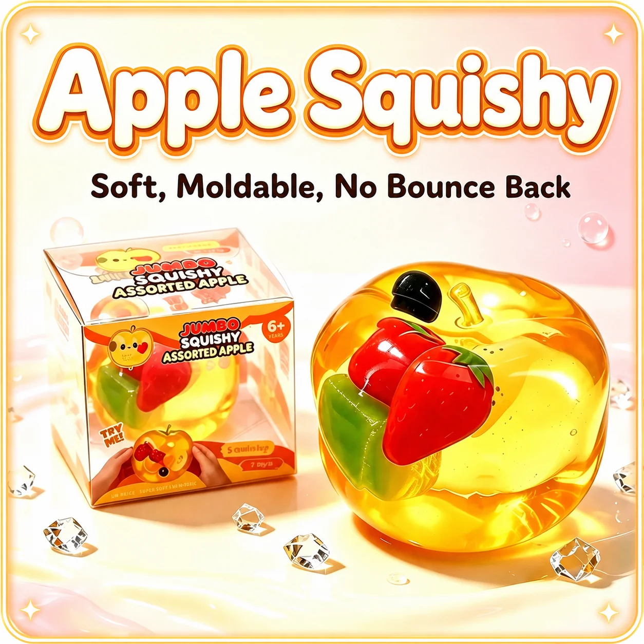 Large Slow‑Rise Apple Squishy Toy Vaseline Simulation Fruit Squeeze Toy Stress Relief Fidget Sensory Anti‑Anxiety Food Play