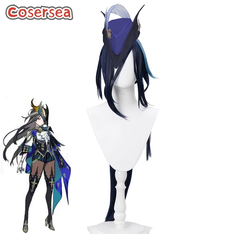 

Cosersea Fontaine Clorinde Cosplay Wigs Genshin Impact Fontaine Clorinde 90cm Long Mixed Blue Wig Synthetic Hair Heat Resistant