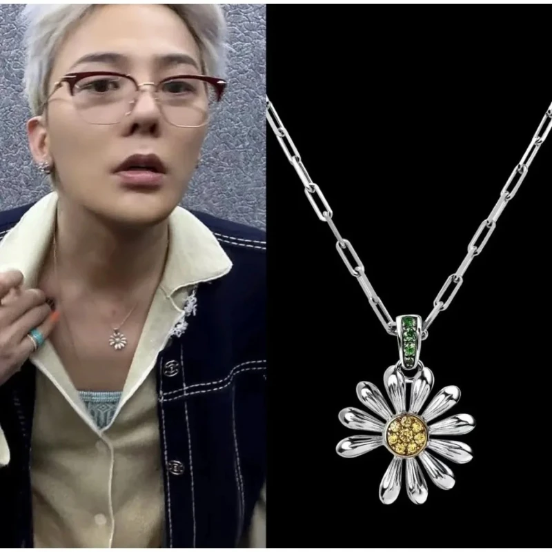 

Ожерелье с ромашками в стиле GD Kpop Idol, новое ожерелье с инкрустацией бриллиантами в стиле пары, унисекс, дизайн в стиле хип-хоп, изысканный модный подарок