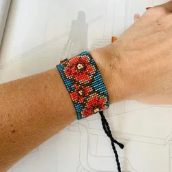 Rice Ball Bracelet  Hand woven  Fashion  Plum blossom  pattern  originality  Adjustable  Unisex  Bohemia  Beaded Bracelet