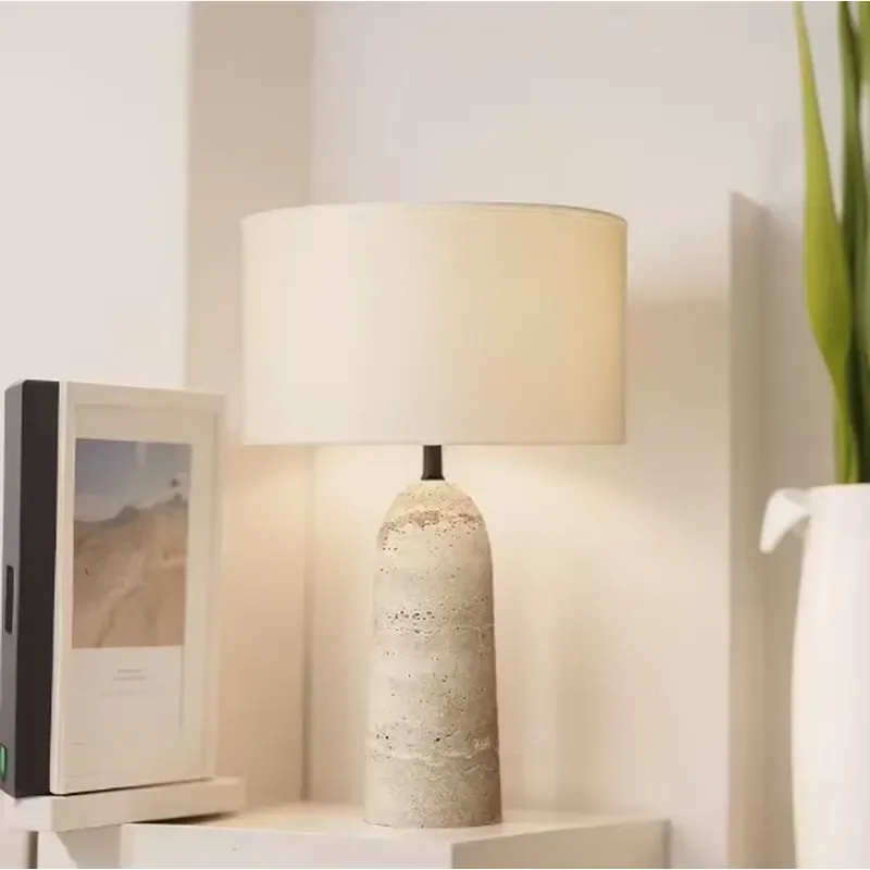 Modern Nordic Creative Home Yellow Elegant Travertine Wabu Uki Cream Unique Moon Decoration Bedside Table Lamp LED AC