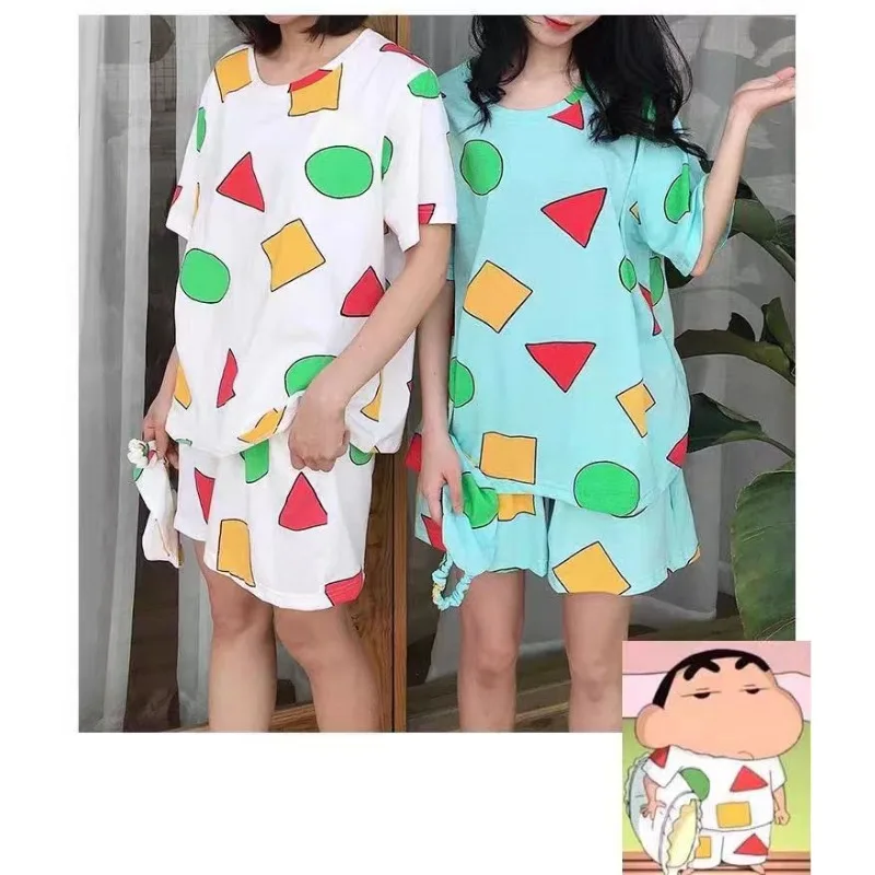 2pcs Crayon Shin Chan Home Furnishing Set Pajama Anime Women\'s Cute Pajama Set Summer Comfortable Home Furnishing Set Girl Gift