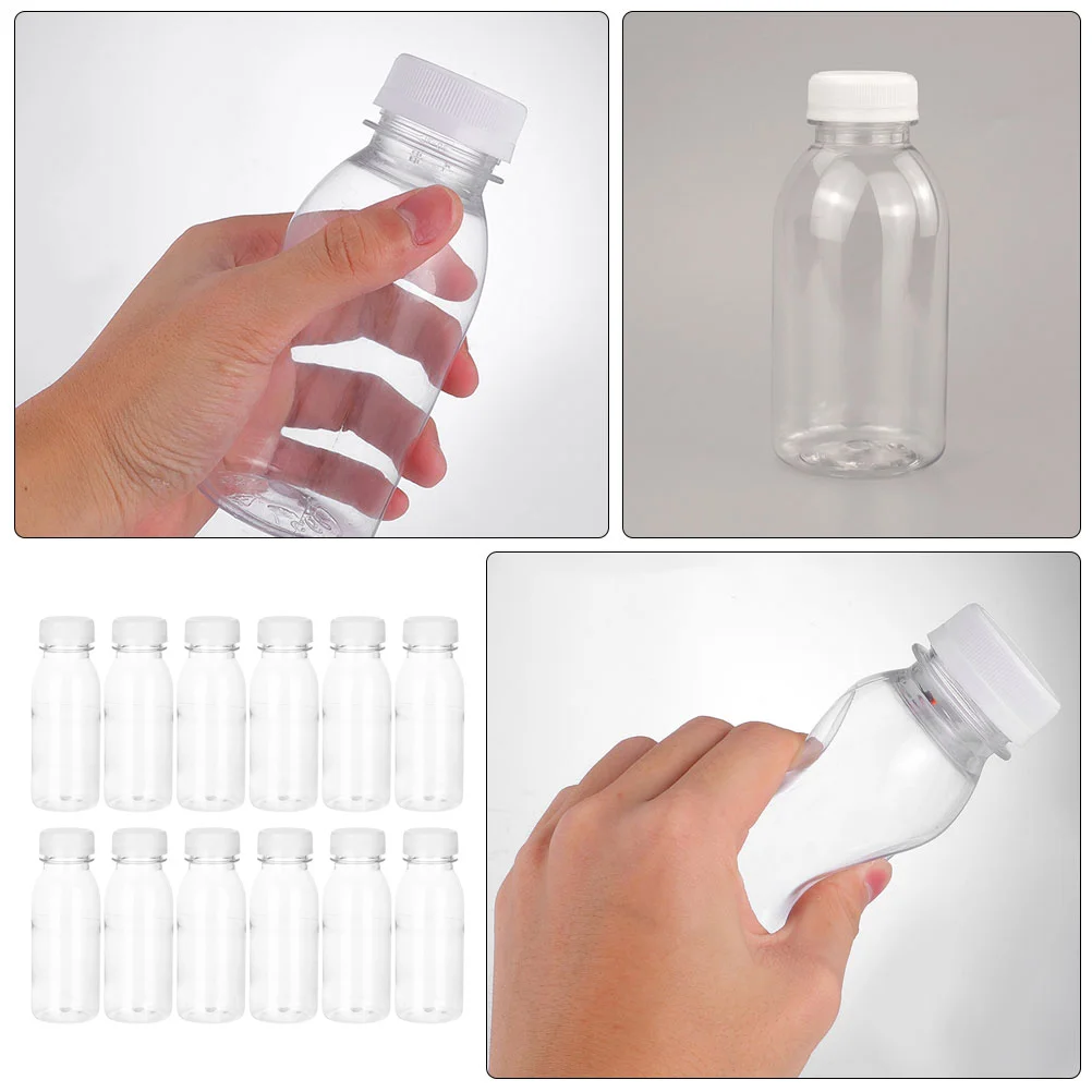 12 Uds botella de bebida botellas de bebidas transparentes con tapas de plástico Mini 1300X500X500CM sellado jugo transparente viaje