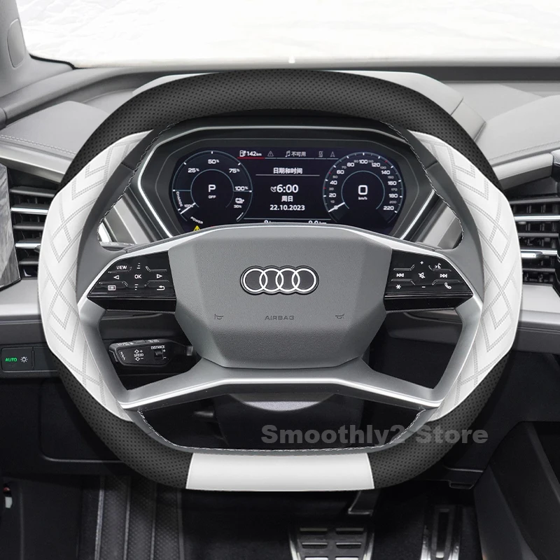 

Leather Car Steering Wheel Cover For Audi Q6 e-tron Q4 e-tron S e-tron GT2025 Auto Steering Wheel Audi SQ5 Sportback Accessories