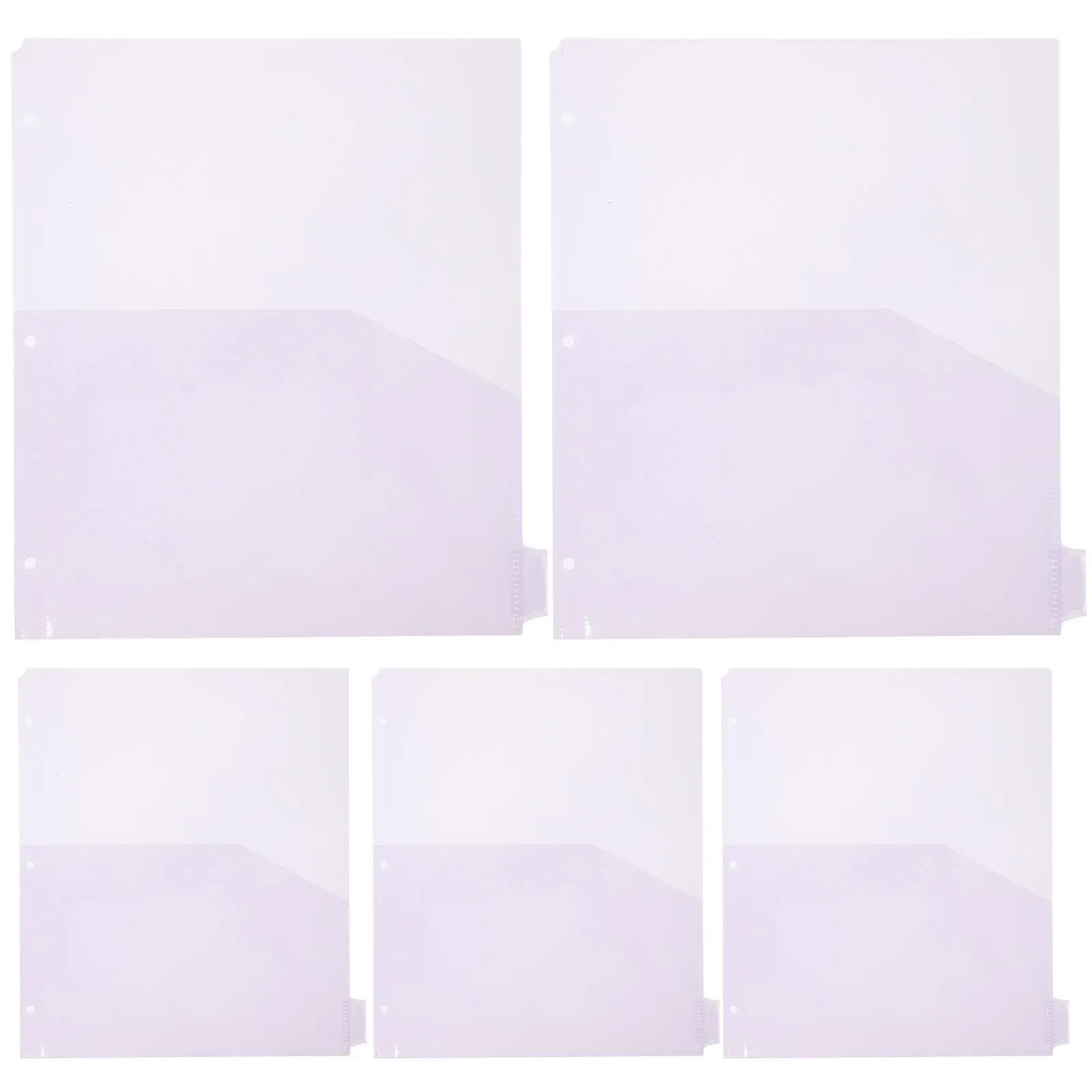

8Pcs A4 Plastic Pocket Dividers Binder Organizers Clear Document Folder Sheets 3-Hole Punched for School Office Use