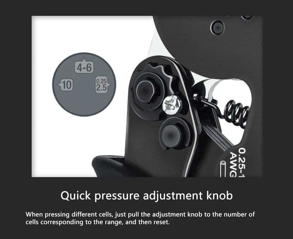 0.25-10mm² 육각 와이어 터미널 페룰 압착 도구, HSC8 10-6A 자체 조정 래칫 압착 펜치, 전기 기술자의 도구