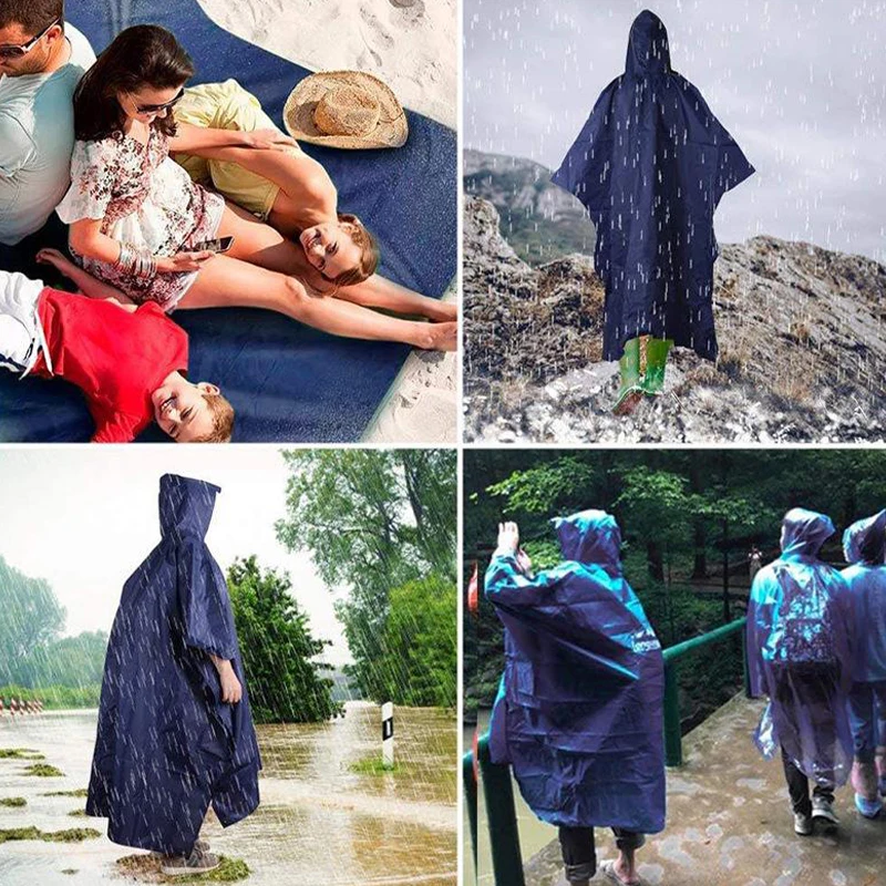 Heavy Duty Rain Poncho For Backpacking Waterproof Lightweight Adult Emergency Camping Universal Raincoat For Men And Women