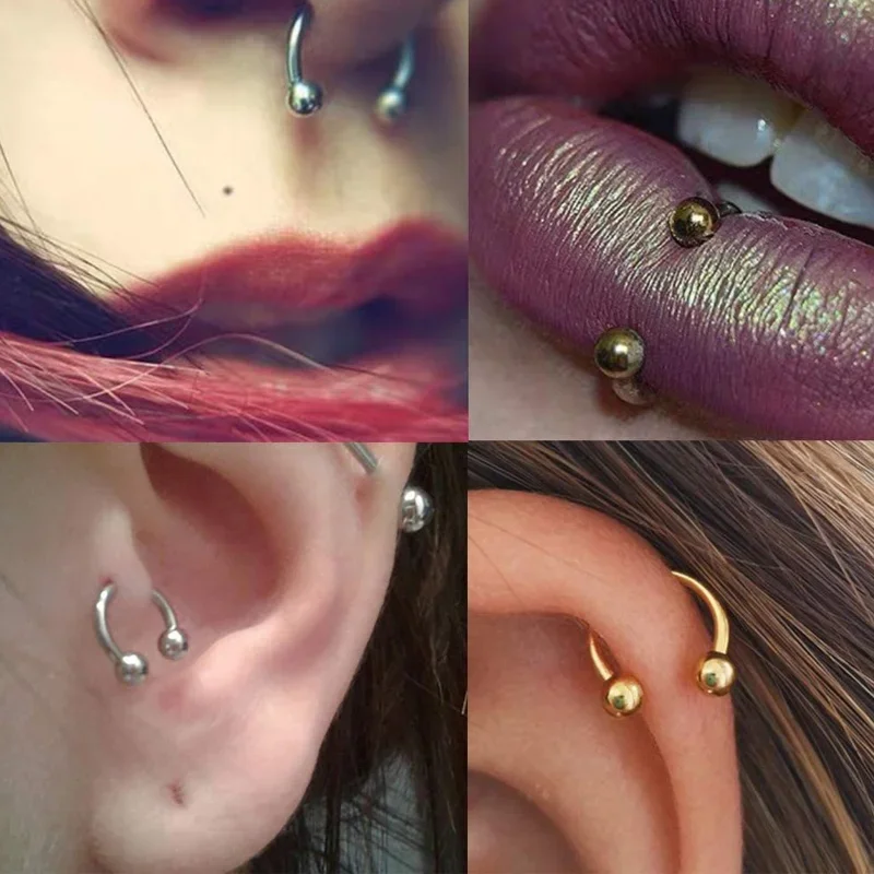 1pcs Stainless Steel Septum Nose Rings Set  Captive Bead Ring for Helix, Daith, Tragus, and Cartilage Piercings
