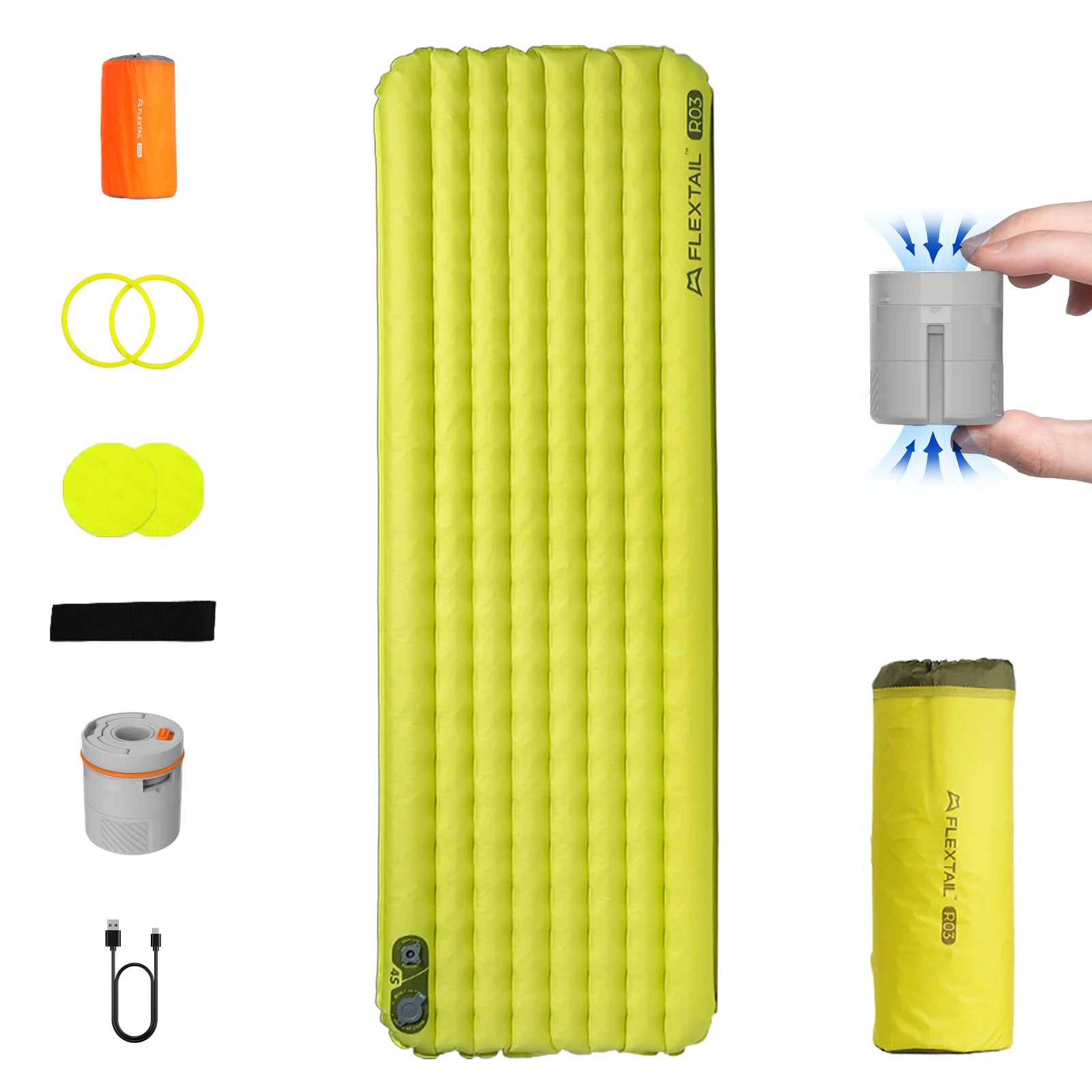 

FLEXTAIL TINY SLEEPING PAD R09 - Insulated Sleeping Pad with Built-in Pump, 9.4 R-Value, Automatic Inflation/Deflation, Air Mat