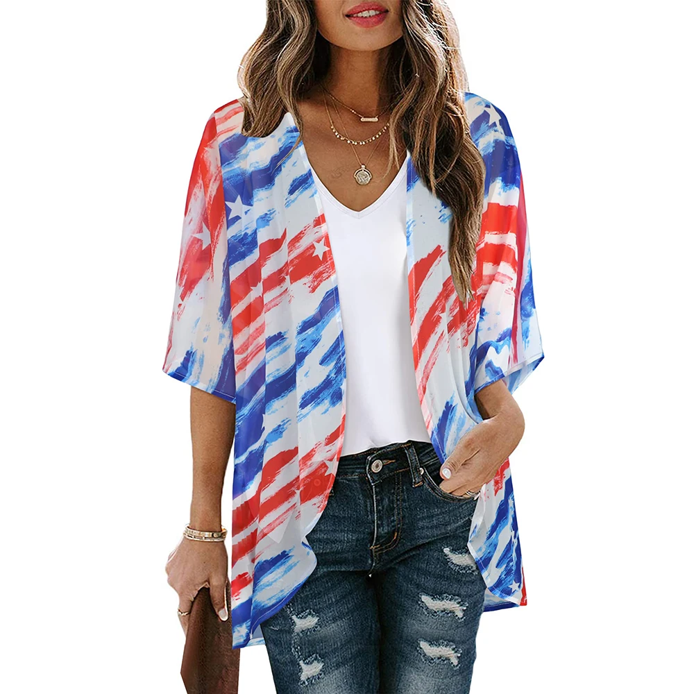 Sommer lange fließende Kimono vertuschen Tops Kimono Strickjacke Mantel Outwear Bluse Bohemian Bikini Hawaii Chiffon Shirt Strand party