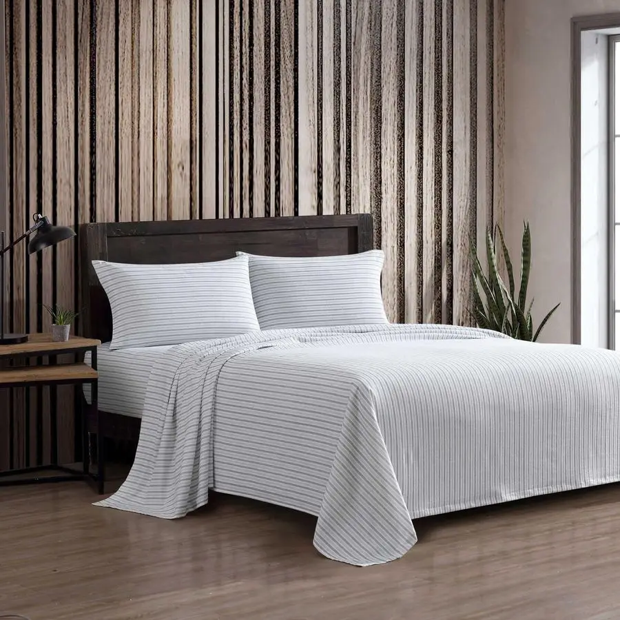 

Комплект постельного белья King Size из хлопкового фланеля с наволочками, с эффектом браширования для дополнительной мягкости, глубокие карманы, сертификат Oeko-Tex