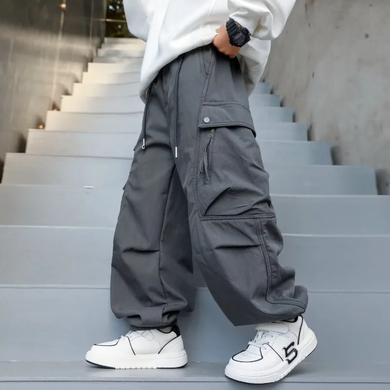 2026 Kinder Jungen Schicke Overalls UNITIM Herbst 4-14 Jahre Teenager Jungen Gerade Hose Locker Junge Elastischer Bund Hosenträger – Detail 9