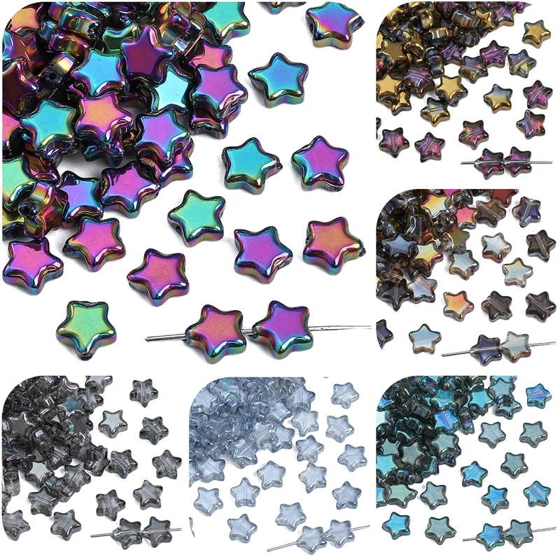 8MM Colored glass crystal beads Single Hole Star Crystal Loose Glass Beads DIY Women's Charm Earrings Jewelry Gift Accessories