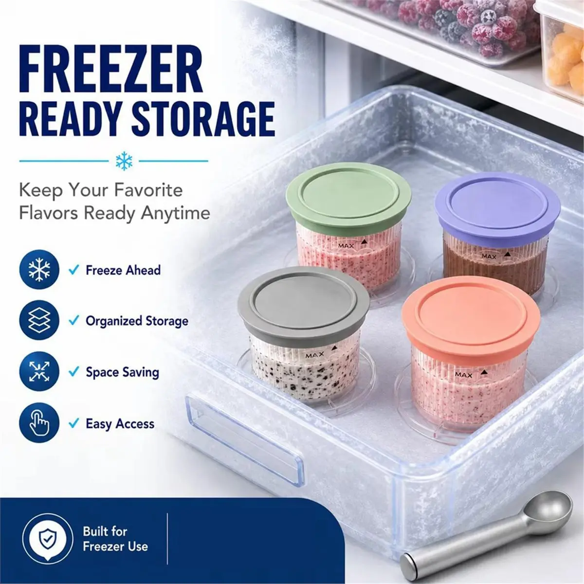 4 Pack Replacement Cups for FastFreeze MAX Ice Cream Maker Frost Cups Parts