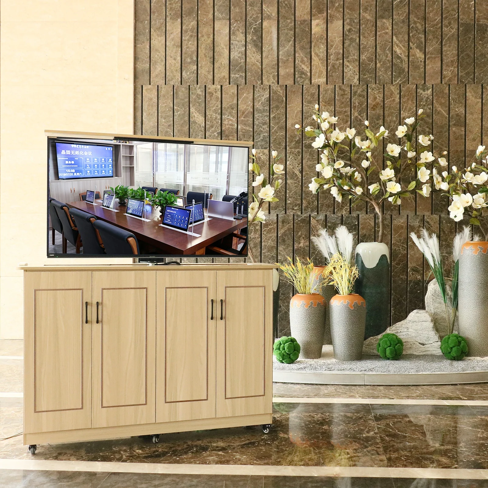 Remote control rotating 180 degrees electric rotating hidden cabinet pop-up TV lift with rotating mechanism