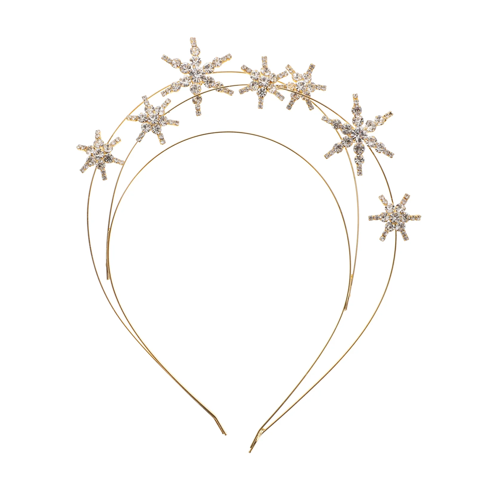 

1pc Fashion Double Wedding Headband Rhinestone Star Decor For Party Women Brides Bridal Accessories Sparkling Hairband Star