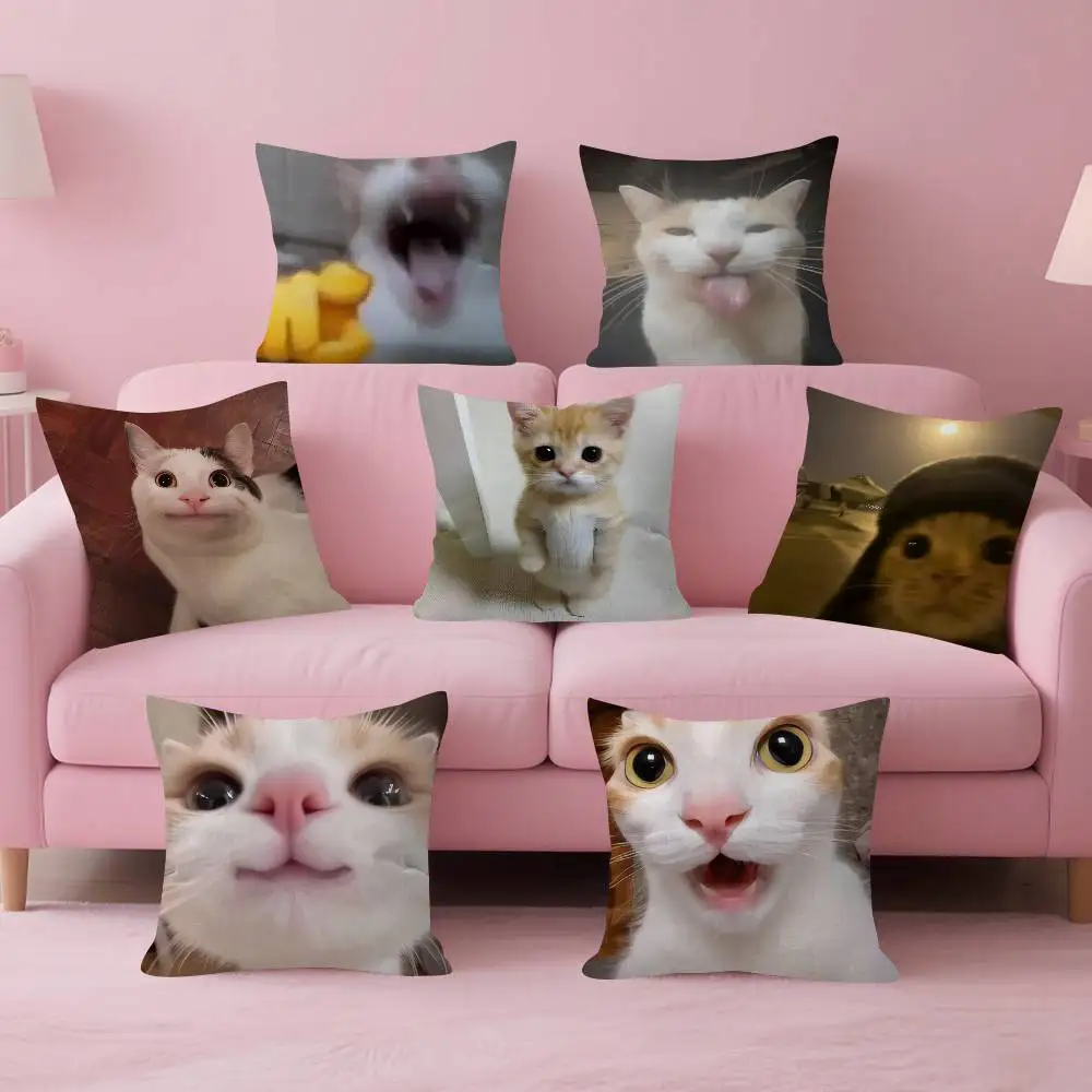Funny Cat M-Meme  Personalized Pillow Cover Kids Bedroom Wild Party Decor Pillowcase kid Birthday shower Gift