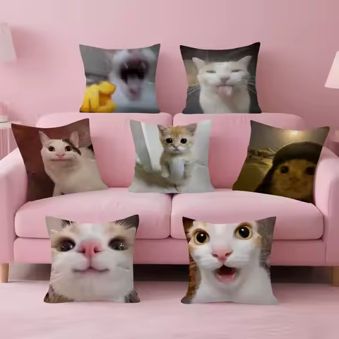 Funny Cat M-Meme Personalized Pillow Cover Kids Bedroom Wild Party Decor Pillowcase kid Birthday shower Gift