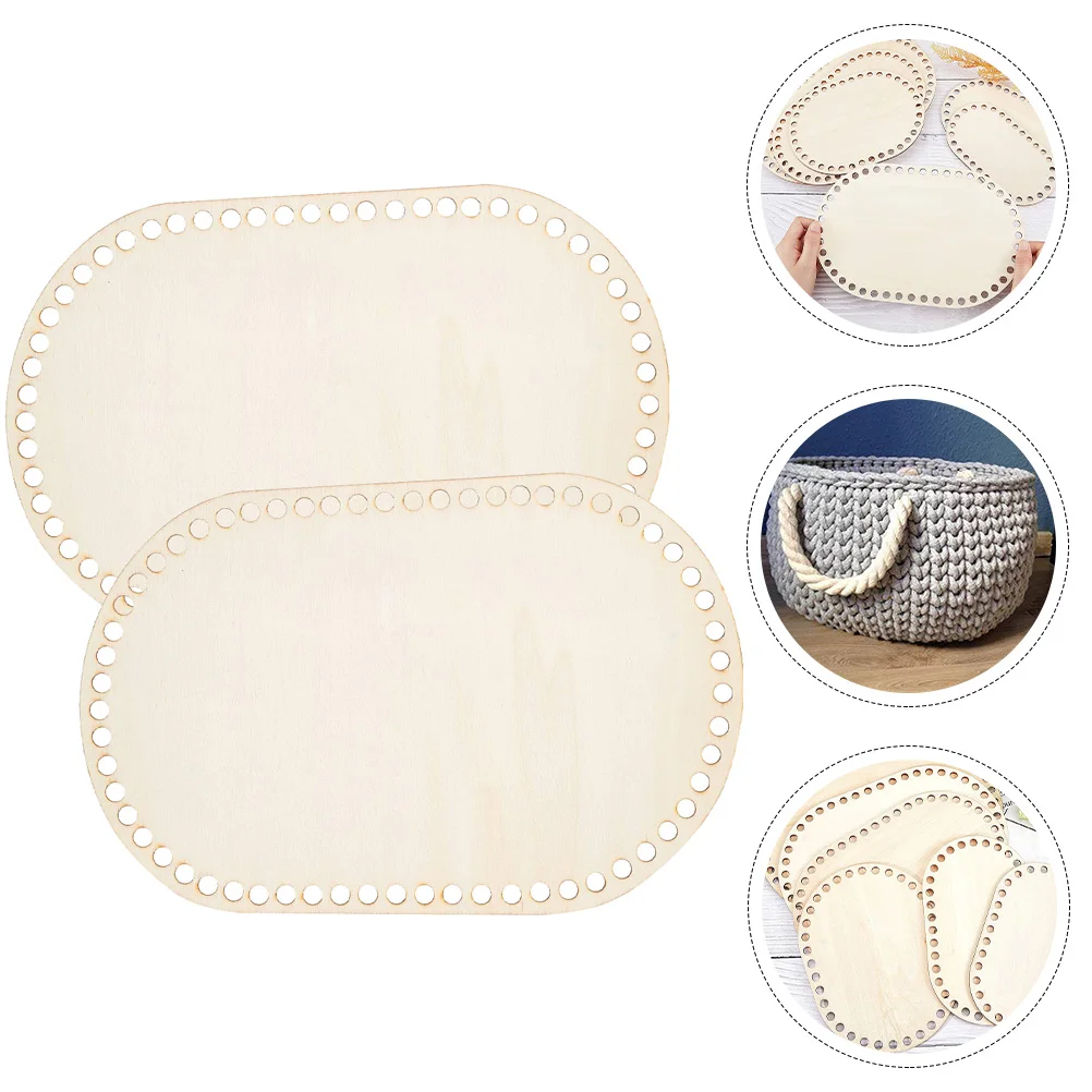 

2 Pcs Wooden Basket Crochet Base Decorative Board Bag Bottom Shaper Pad Weave Handbag for Diy Knitting