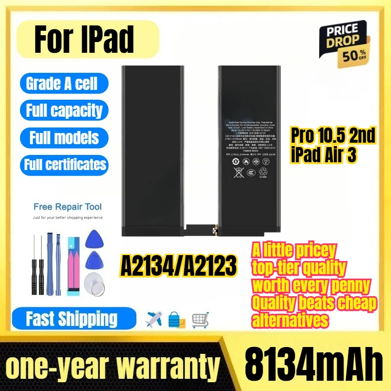 A2134/A2123 for IPad Pro 10.5 2nd/iPad Air 3 Tablet Battery 0 Cycle High Capacity Replacement Bateria Grade A Cell with Tools