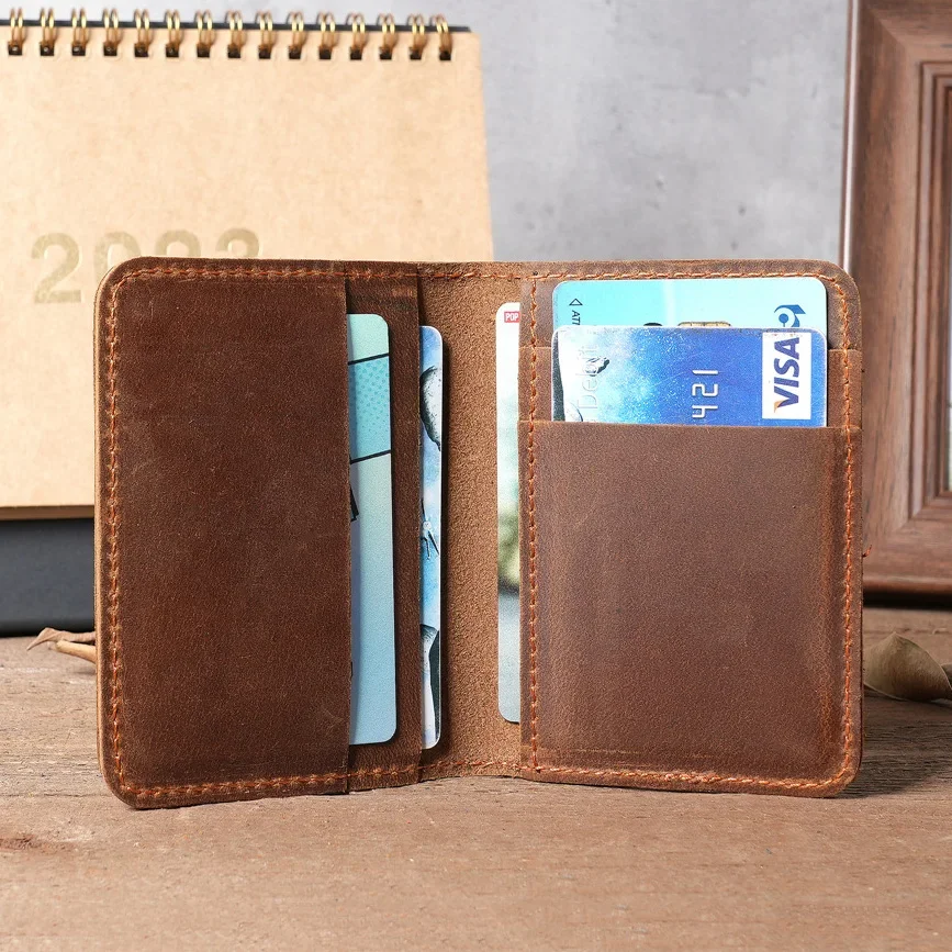 Handmade Leather Card Holder for Credit Card and Driver License Desinger Bifold Card Wallets License 7.5x10.5cm