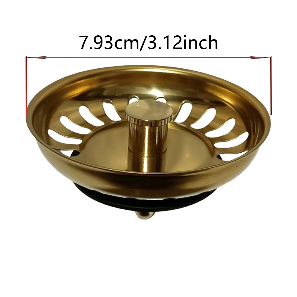 

7.9cm Golden Color Kitchen Sink Plug with Spring Steel Ball 304SS Sink Filter Sink Drainer Stopper Gold Strainer 3-1/2 strainer