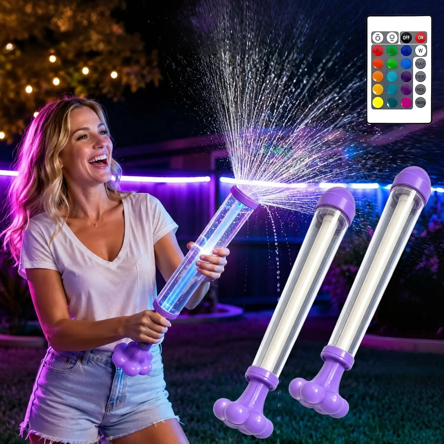 Creative Glowing Rainbow LED Water Blaster Push-Pull Splashing Spray Water Toys Large Capacity Water Sprayer Summer Funny