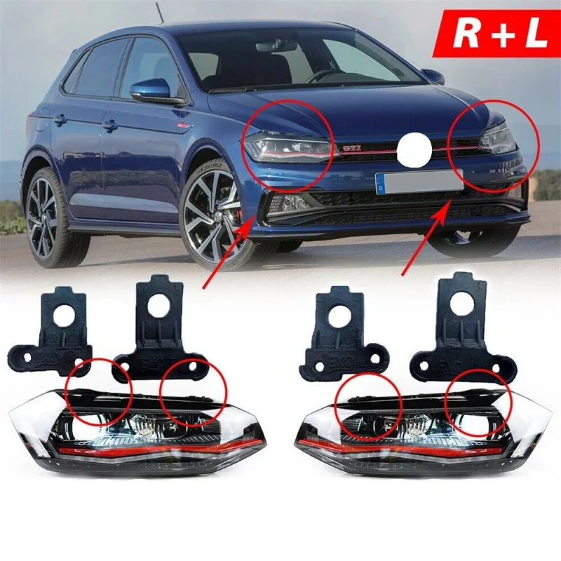 

Car Headlamp Headlight Bracket Repair Screw Kit Left+Right For VW Polo 2016-on 2G0998225 2G0998226