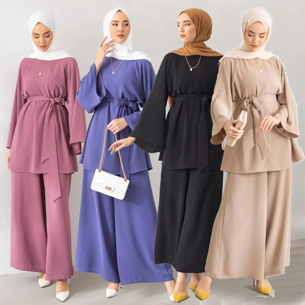 Arab women's long sleeved long pants two-piece elegant daily commuting set