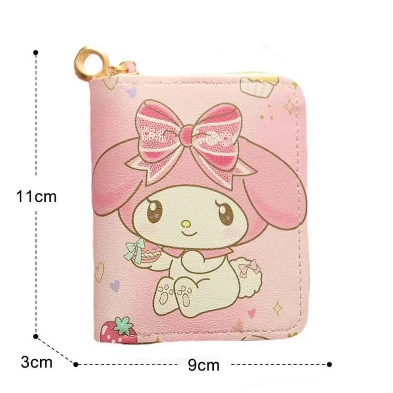 Kawaii My Melody Cinnamoroll Wallet Unisex Sanrio Cartoon Anime Purses Mini Handbags Zipper Coin Purse Girls Birthday Gift