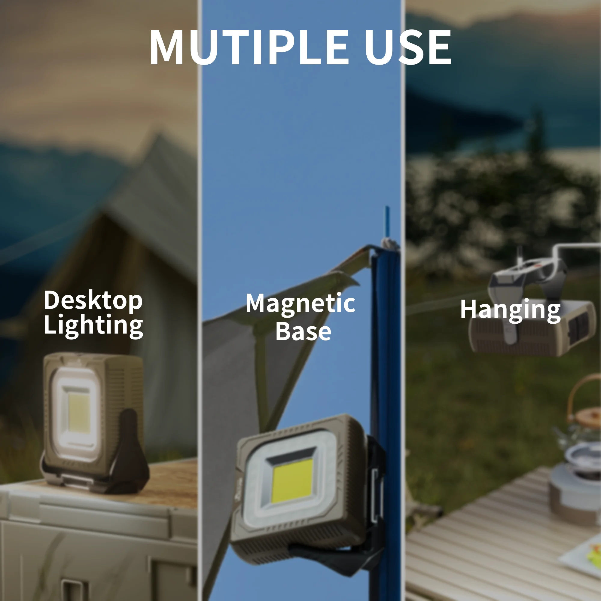 WARSUN Rechargeable LED Camping Lantern G600-K Mini Tripod Work Light 6 Modes, 1000 LM High Lumens Portable Magnetic Flashlight