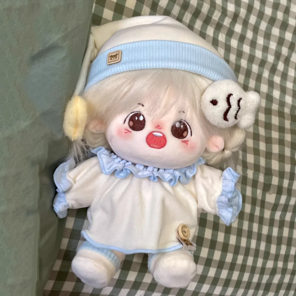 1 세트 잠옷 20cm 면 인형 옷 복장 패션 면 인형 옷 미니 스타 모자 봉제 인형 옷 20cm 면 인형