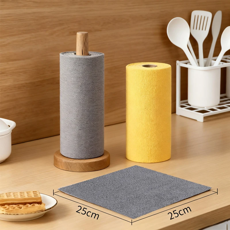 New Roll of Disposable Cloth Reusable for Both Dry and Wet Use Tearable for Lazy People Ultra-fine Fiber Cloth Roll for Kitchen