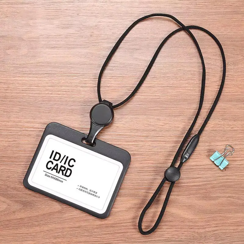 Ausweishalter mit Umhängeband, Ausweishalter, transparent, verstellbar, Ausweishalter, tragbarer Kartenhalter