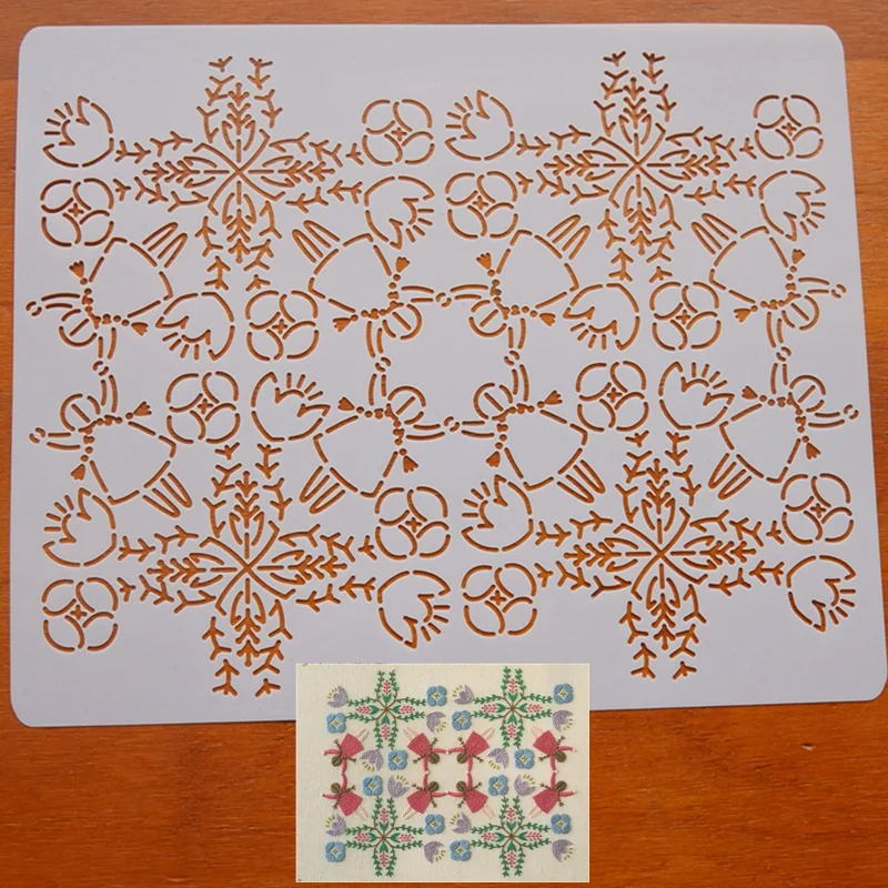 9design flower Quilting Templates,Sashiko Stencils Reusable PET formwork for Embroidery,coaster Decor,Fabric Crafts Drawing too