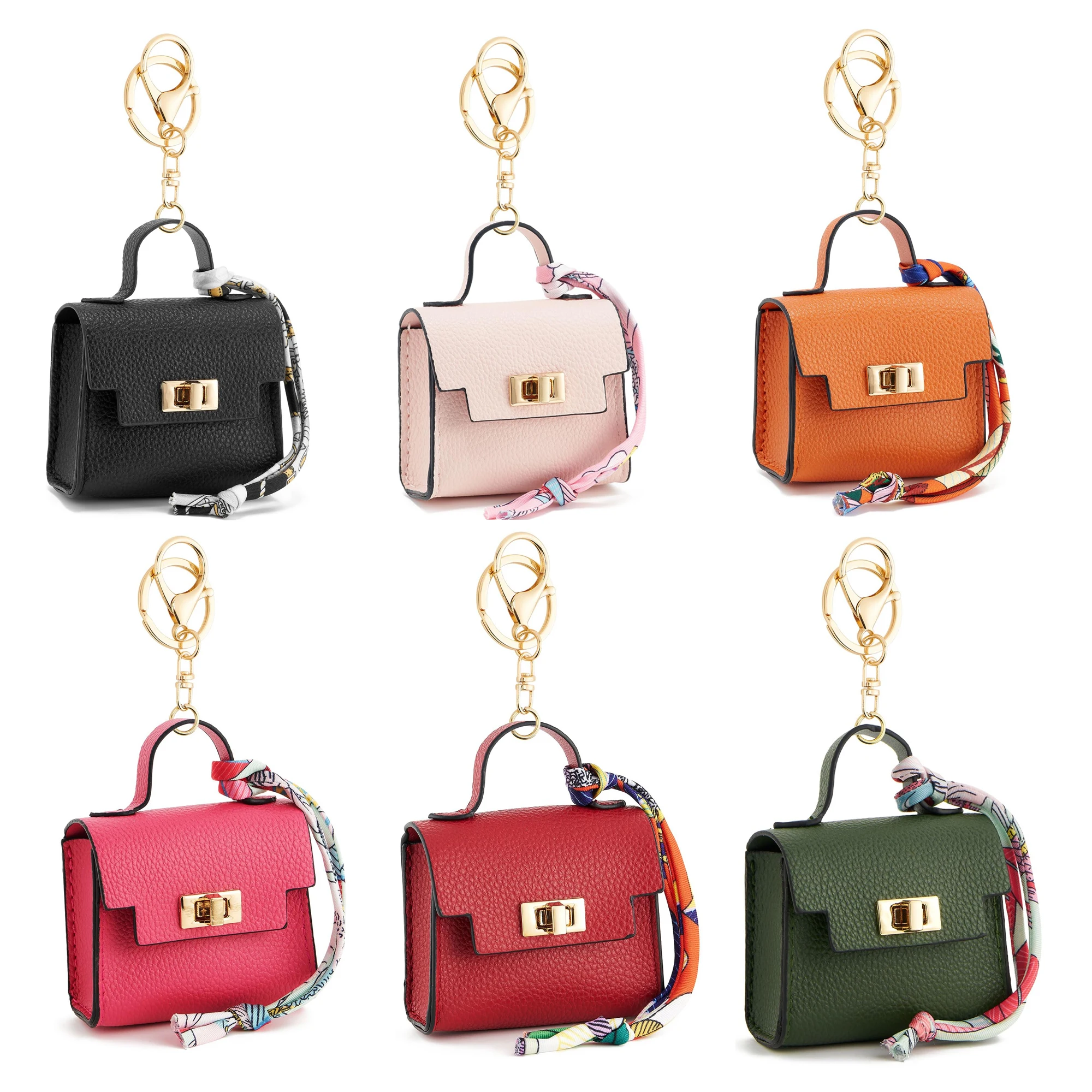 Mini-Rucksack-Schlüsselanhänger für Damen, Kleine Münztasche mit Drehverschluss und Schlüsselanhänger, Kopfhörertasche – Detail 1